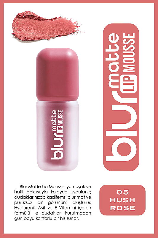 Blur Matte Lip Mousse No:05 Hush Rose - 1