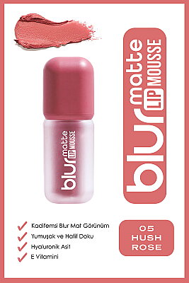 Blur Matte Lip Mousse - 05 Hush Rose - Kadifemsi Mat Likit Ruj - Golden Rose