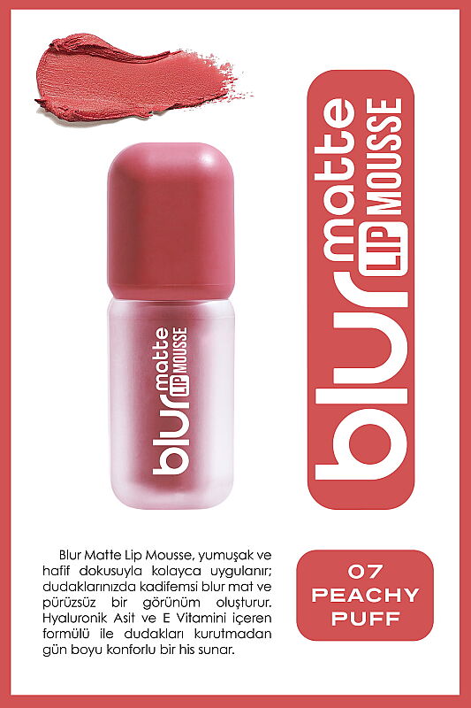 Blur Matte Lip Mousse No:07 Peachy Puff - 1