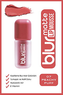 Blur Matte Lip Mousse - 07 Peachy Puff - Kadifemsi Mat Likit Ruj - Golden Rose