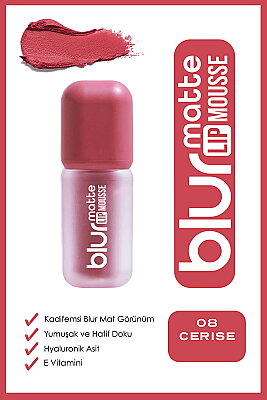 Blur Matte Lip Mousse - 08 Cerise - Kadifemsi Mat Likit Ruj - Golden Rose