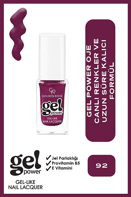 Golden Rose Gel Power Nail Lacquer-92-Jel Oje - 1
