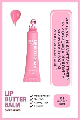  Lip Butter Balm Care&Gloss - 01 Bubble Gum - Renkli Dudak Parlatıcısı 