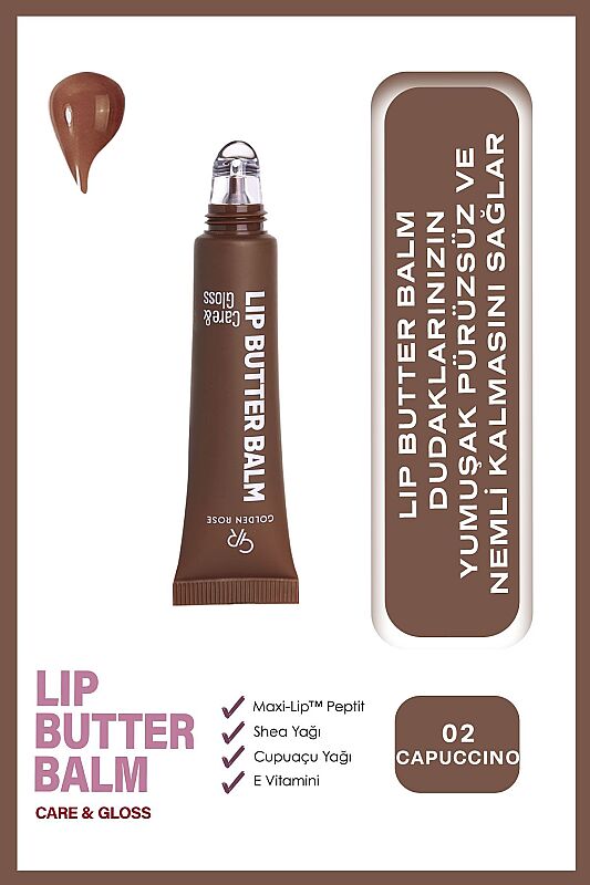  Lip Butter Balm Care&Gloss - 02 Cappuccino - Renkli Dudak Parlatıcısı - 1