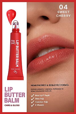  Lip Butter Balm Care&Gloss - 04 Sweet Cherry - Renkli Dudak Parlatıcısı - Golden Rose (1)