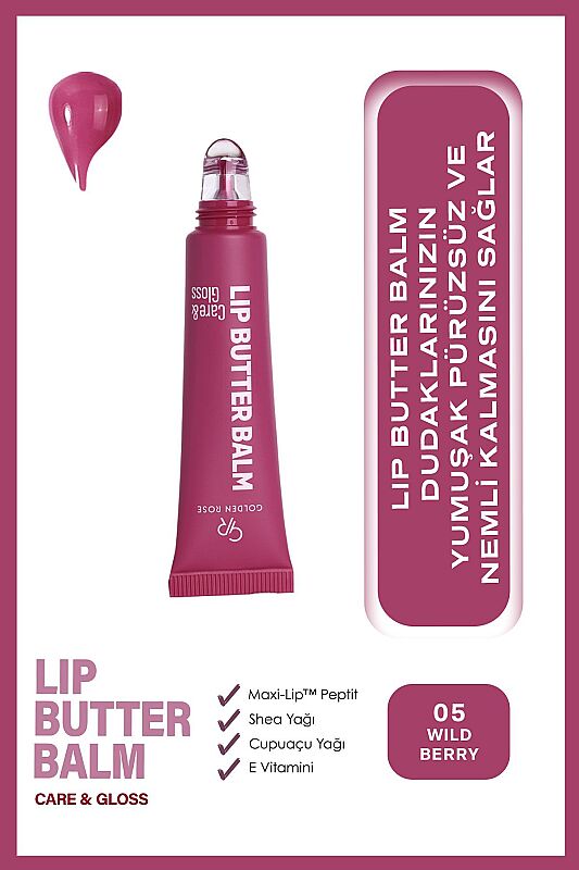  Lip Butter Balm Care&Gloss - 05 Wild Berry - Renkli Dudak Parlatıcısı - 1