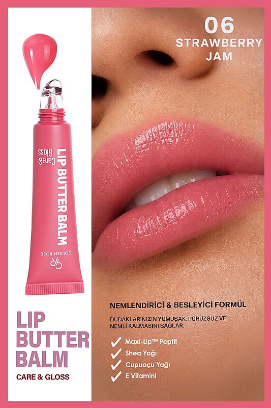  Lip Butter Balm Care&Gloss - 06 Strawberry Jam - Renkli Dudak Parlatıcısı - 2
