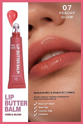  Lip Butter Balm Care&Gloss - 07 Peachy Glow - Renkli Dudak Parlatıcısı - Golden Rose (1)