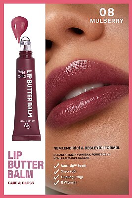  Lip Butter Balm Care&Gloss - 08 Mulberry - Renkli Dudak Parlatıcısı - Golden Rose (1)