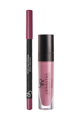 Matte Lip Kit - Blush Pink - Likit Mat Ruj ve Dudak Kalemi - Golden Rose