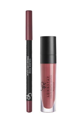 Matte Lip Kit - Rose Taupe - Likit Mat Ruj ve Dudak Kalemi - Golden Rose