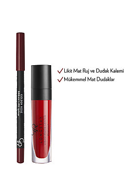  Matte Lip Kit - Scarlet Red - Uzun Süre Kalıcı Likit Mat Ruj & Dudak Kalemi - Golden Rose (1)