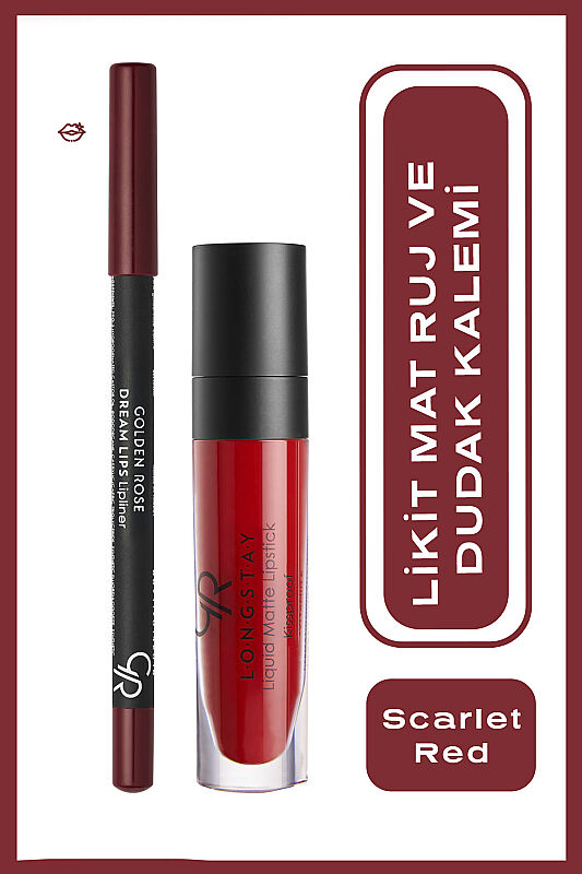  Matte Lip Kit - Scarlet Red - Uzun Süre Kalıcı Likit Mat Ruj & Dudak Kalemi - 4