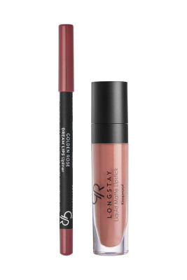 Matte Lip Kit - Warm Sable - Likit Mat Ruj ve Dudak Kalemi - Golden Rose