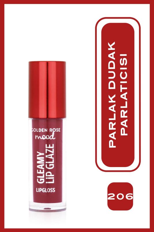  Mood Gleamy Lip Glaze Lipgloss- 206 Plum Glaze - Renkli Dudak Parlatıcısı - 1