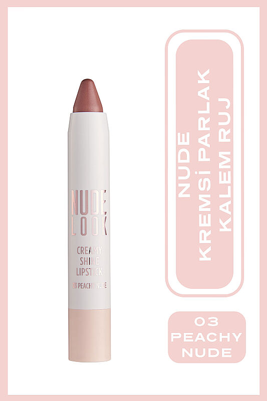  Nude Look Creamy Shine Lipstick - 03 Peachy Nude - Kremsi Parlak Kalem Ruj - 1