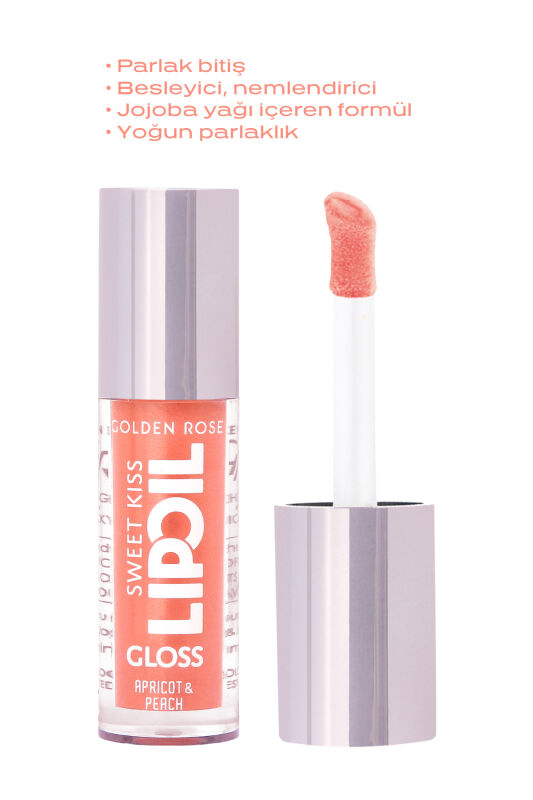 Golden Rose Sweet Kiss Lip Oil Gloss -02 - Apricot & Peach- Meyveli Dudak Parlatıcısı - 2