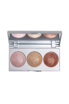 Strobing Highlighter Palette - Pink Gold Bronz - Fırınlanmış Üçlü Aydınlatıcı Paleti - Golden Rose
